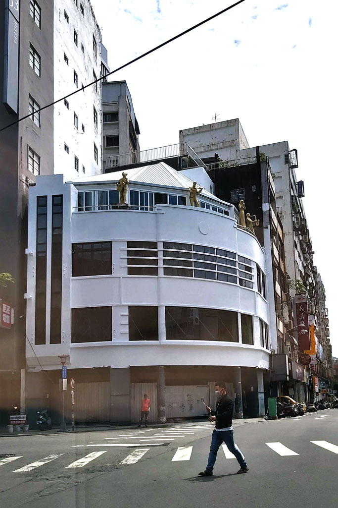 「繼光香香雞」可能的新址在宮原眼科對面的白色建築物，位於中山路與綠川東街口