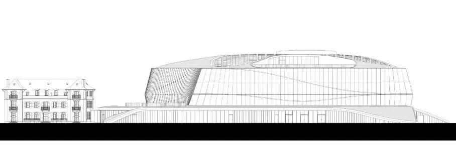 剖面圖，瑞士洛桑奧林匹克之家Olympic House╱3XN Architects