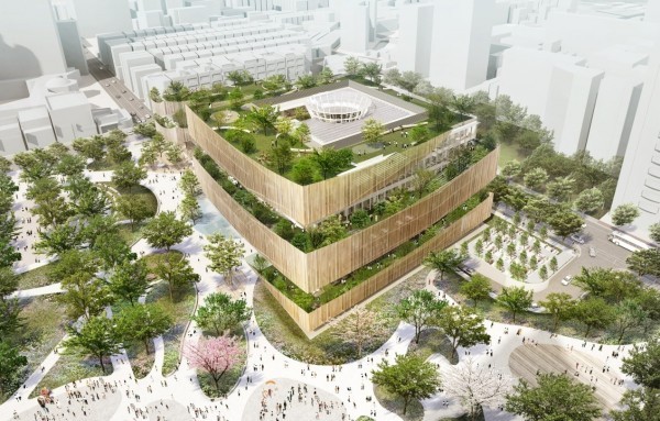 郭自強建築師事務所與日本建築團隊「梓設計」合作，獲得設計市圖總館的簽約權。（桃園市立圖書館提供）
