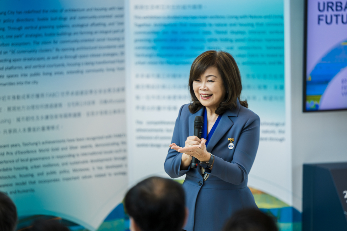 世界不動產聯合會（FIABCI）世界總會會長張麗莉致詞表示，希望透過國際交流，把臺中的美好分享出去，讓世界真正看見臺灣